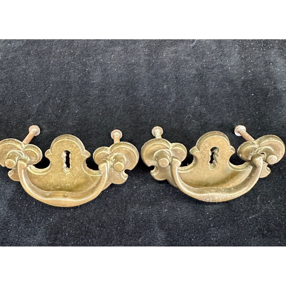 Vintage Brass Drawer Pulls Vintage Hardware Keyhole Bail Pull MCM 3.5" Wide